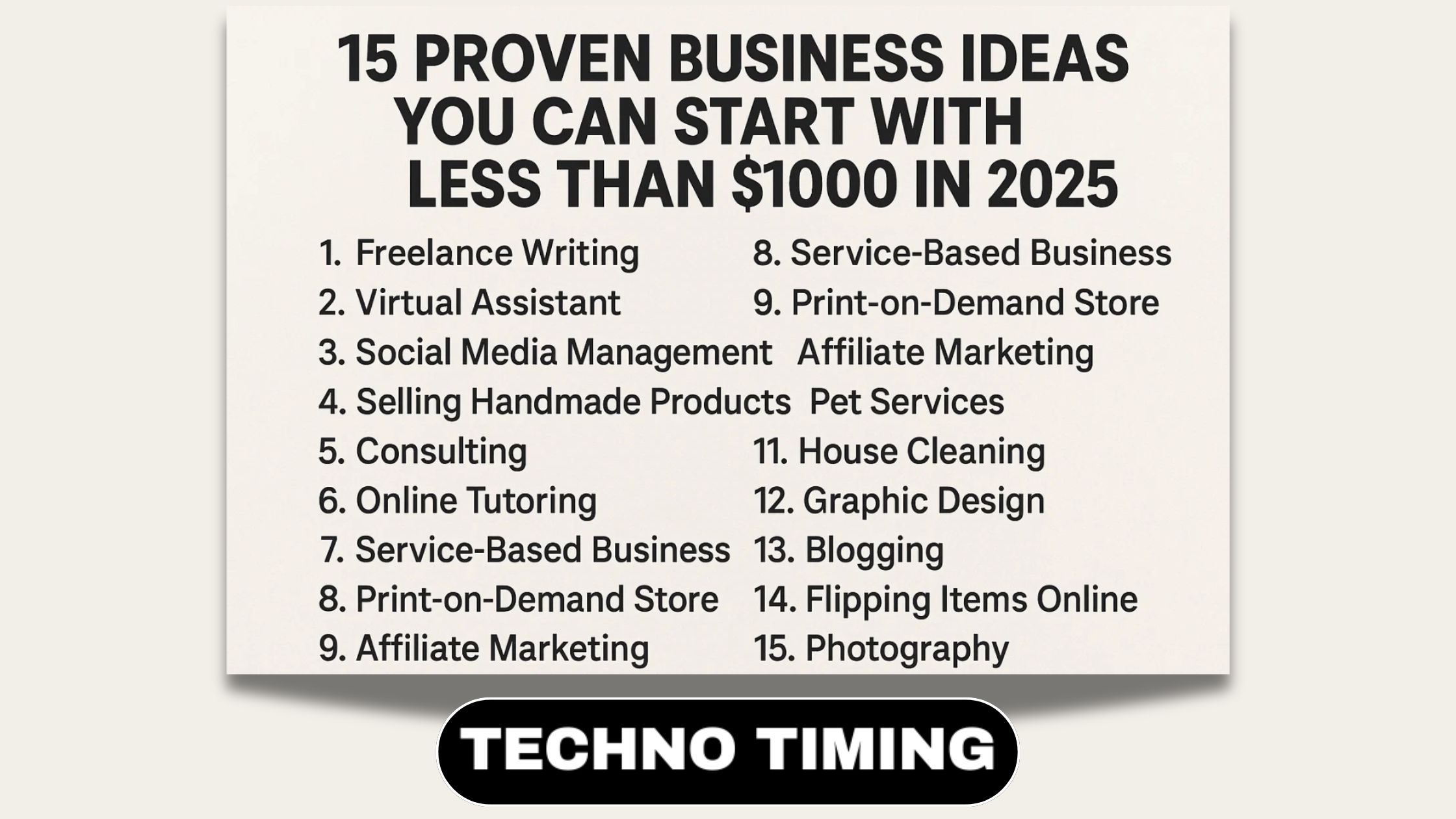 Affordable business ideas under $1000 to start for entrepreneurs