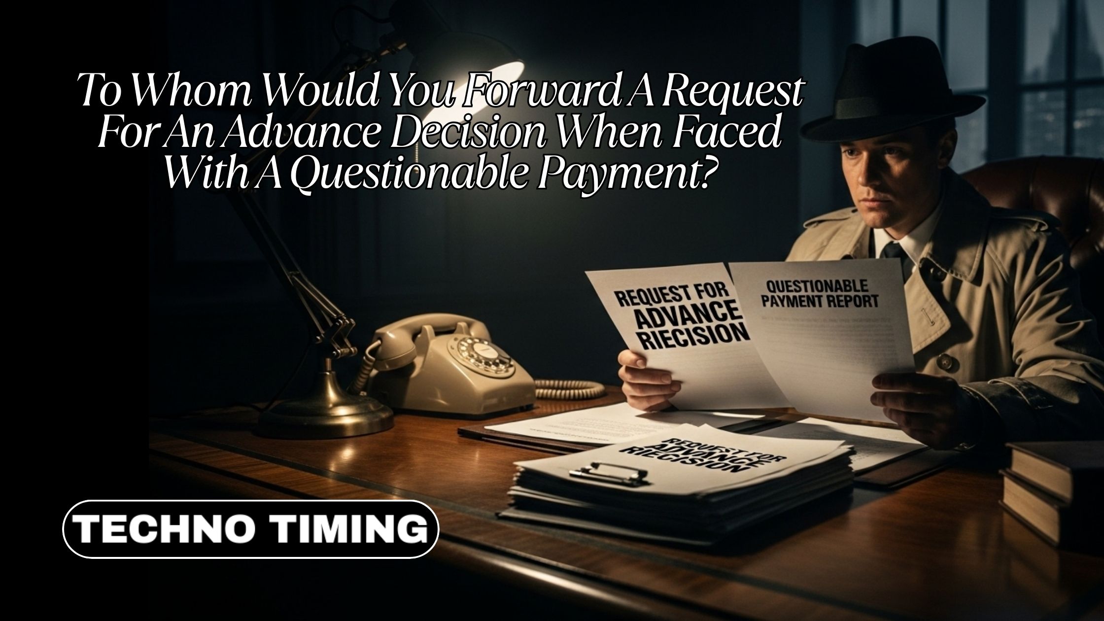 Forwarding request for advance decision on questionable payment process