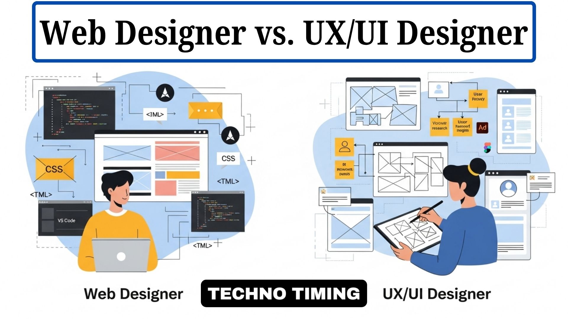 Web Designer vs UX/UI Designer comparison explaining roles and differences