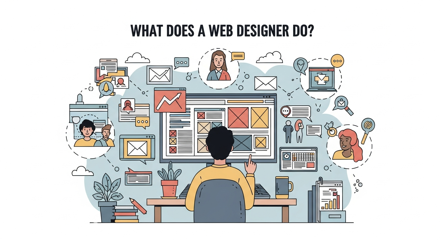 Professional web designer working on creative website layout design